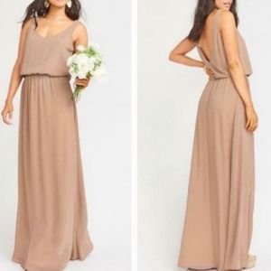Show Me Your MuMu Kendall Formal Bridesmaid Sleeveless Maxi Dress Tan gown